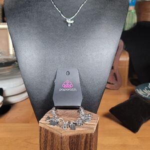 Paparazzi Silver Bee Necklace & Charm Bracelet